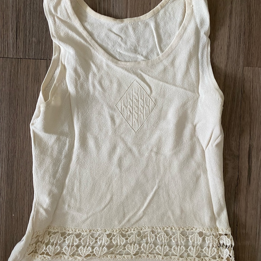Elegant Cream Lace Trim Women's Top
